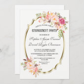 Romantic Blush Pink Floral Gold Engagement Party Kaart (Voorkant / Achterkant)
