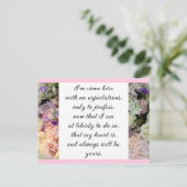 Romantic Blush Pink Floral Jane Austen Love Quote Briefkaart (Staand voorkant)
