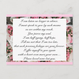 Romantic Blush Pink Floral Jane Austen Love Quote Briefkaart