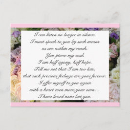 Romantic Blush Pink Floral Jane Austen Love Quote Briefkaart