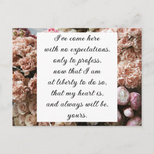 Romantic Blush Pink Floral Jane Austen Love Quote Briefkaart