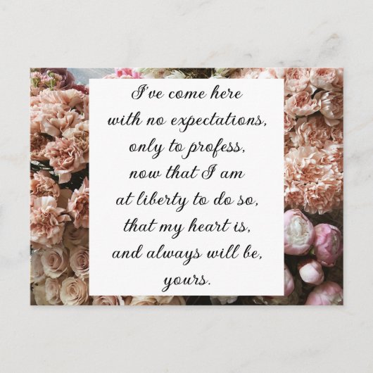Romantic Blush Pink Floral Jane Austen Love Quote Briefkaart (Voorkant)