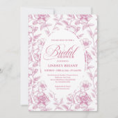 Romantic Blush Pink Floral Roses Bridal Shower   Kaart (Voorkant)