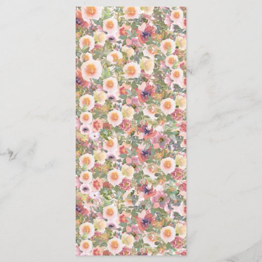 Romantic Blush Pink Floral Wedding Menu Card (Achterkant)