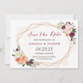 Romantic Blush Pink Floral Wedding Save the Date (Voorkant)