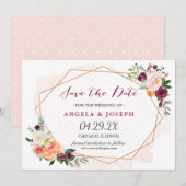 Romantic Blush Pink Floral Wedding Save the Date (Voorkant / Achterkant)