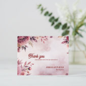 Romantic Blush Pink Floral Wedding Thank You Briefkaart (Staand voorkant)