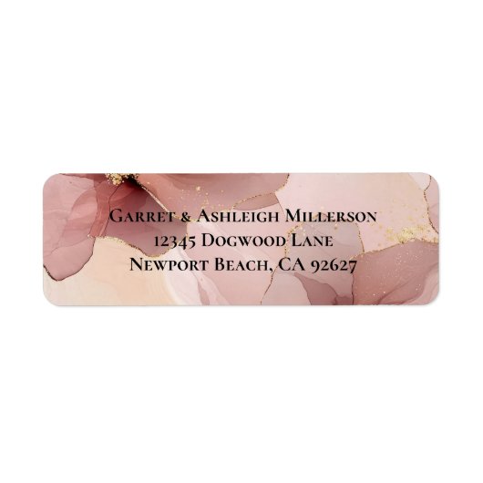 Romantic Blush Pink Gold Floral Weddenschap Etiket (Voorkant)