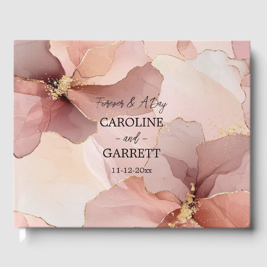 Romantic Blush Pink Gold Floral Weddenschap Gastenboek (Voorkant)