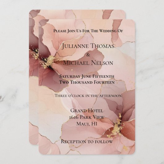 Romantic Blush Pink Gold Floral Weddenschap Kaart (Voorkant / Achterkant)