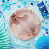 Romantic Blush Pink Gold Floral Weddenschap Papieren Bordje (Feest)