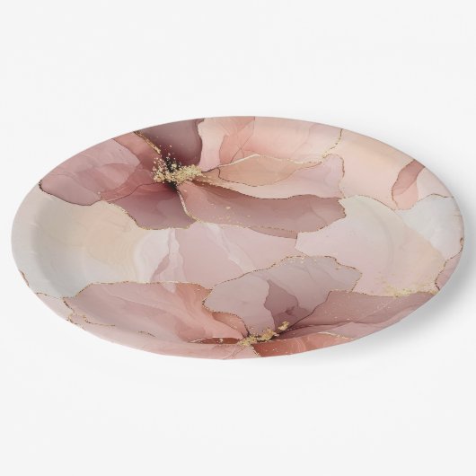 Romantic Blush Pink Gold Floral Weddenschap Papieren Bordje (Gekanteld)