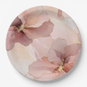 Romantic Blush Pink Gold Floral Weddenschap Papieren Bordje (Voorkant)