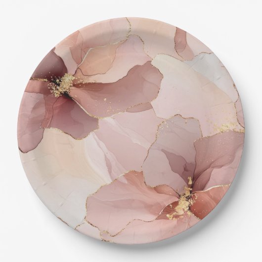 Romantic Blush Pink Gold Floral Weddenschap Papieren Bordje (Voorkant)