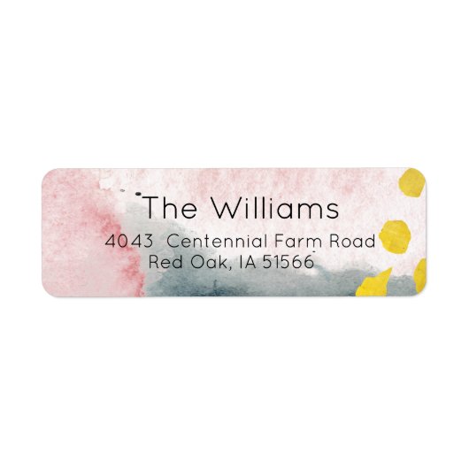 Romantic Blush Pink Grey and Gold Waterverf Etiket (Voorkant)