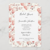 Romantic Blush Pink Hearts Floral Bridal Shower Kaart (Voorkant / Achterkant)