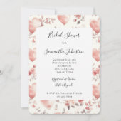 Romantic Blush Pink Hearts Floral Bridal Shower Kaart (Voorkant)