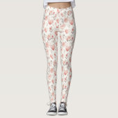 Romantic Blush Pink Hearts Roses Floral Love  Leggings (Voorkant)