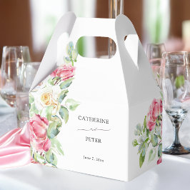 Romantic Blush Pink/Ivory Watercolor Roses Wedding Bedankdoosjes