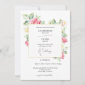 Romantic Blush Pink/Ivory Watercolor Roses Wedding Kaart (Voorkant)