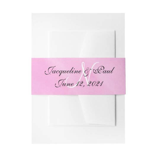 Romantic Blush Pink Monogram Weddenschap Uitnodigingen Wikkel (Voorkant Voorbeeld)
