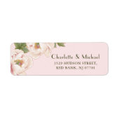 Romantic Blush Pink Peony Wedding Return Address Etiket (Voorkant)