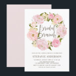 Romantic Blush Pink Peony Wreath Bridal Brunch Kaart<br><div class="desc">Whimsical-uitnodiging met illustraties van de waterverf van roze en bloeiende rozen en pinda's. Dit zal perfect zijn voor lente- en tuinpartijen.</div>