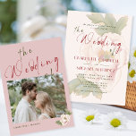 Romantic Blush Pink Pony Floral Photo Weddenschap Kaart<br><div class="desc">De voorkant van deze moderne elegante trouwuitnodiging is voorzien van een vette peronenbloemachtergrond in een subtiele blauwe toon aan de voorkant, terwijl de achterkant een aanpasbare foto bevat. Beide kanten zijn prachtig bedekt met tekst van moderne cursieve manuscripttypografie. uitzicht het collectie op deze pagina om passende producten te vinden. ♥...</div>