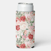 Romantic Blush Pink Red Roses Floral Seltzer Blikjeskoeler (Seltzer Achterkant)