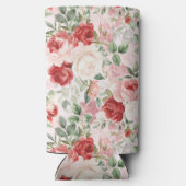 Romantic Blush Pink Red Roses Floral Seltzer Blikjeskoeler (Achterkant)