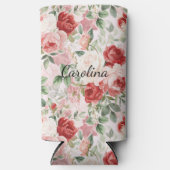 Romantic Blush Pink Red Roses Floral Seltzer Blikjeskoeler (Voorkant)