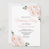 Romantic Blush Pink Rose Birthday Party Kaart (Voorkant)