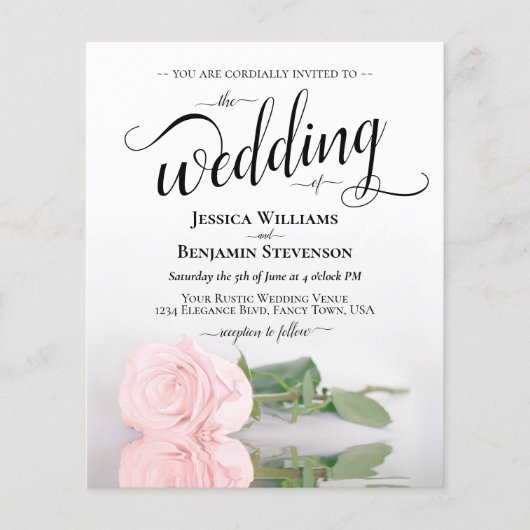 Romantic Blush Pink Rose BUDGET Weddenschap (Voorkant)