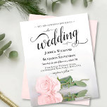 Romantic Blush Pink Rose BUDGET Weddenschap<br><div class="desc">Deze eenvoudige maar mooie uitnodiging voor budgetbruiloft is voorzien van een elegant ontwerp met één enkele lange,  gesteentegde roze roze roos en elegante scriptkalligrafie. Met een lage prijs is deze uitnodiging de perfecte oplossing voor elegantie en genade zonder de bank te breken.</div>