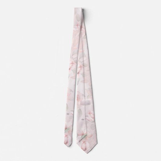 Romantic Blush Pink Secret Garden Roos Weddenschap Stropdas (Achterkant)