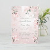 Romantic Blush Pink Secret Garden Rozen 2 Weddensc Kaart (Staand voorkant)