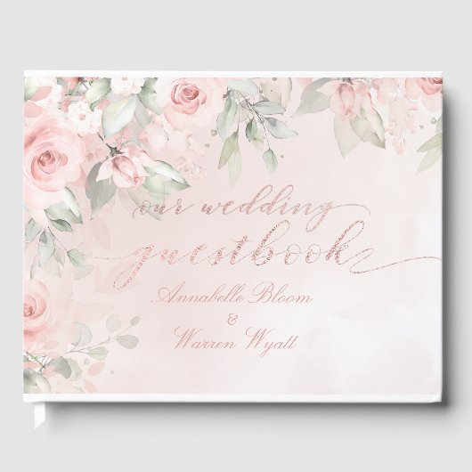 Romantic Blush Pink Secret Garden Rozen Gastenboek (Voorkant)