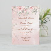 Romantic Blush Pink Secret Garden Rozen Roos Gold Folie Uitnodiging (Staand Voorkant)