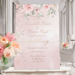 Romantic Blush Pink Secret Garden Rozen Roos Gold Folie Uitnodiging