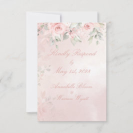 Romantic Blush Pink Secret Garden Rozen RSVP Kaartje