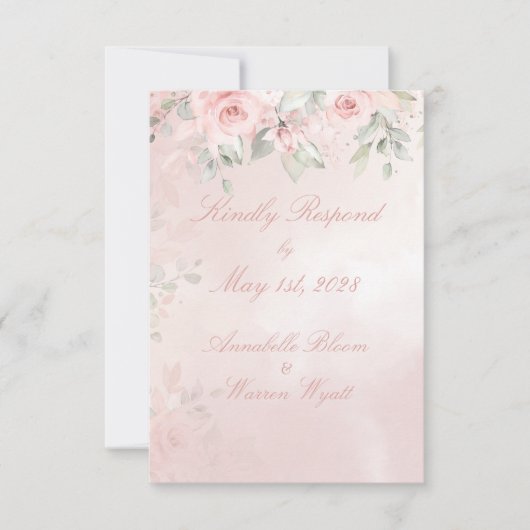 Romantic Blush Pink Secret Garden Rozen RSVP Kaartje (Voorkant)