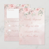 Romantic Blush Pink Secret Garden Rozen RSVP Kaartje (Voorkant / Achterkant)