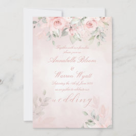 Romantic Blush Pink Secret Garden Rozen Weddenscha Kaart