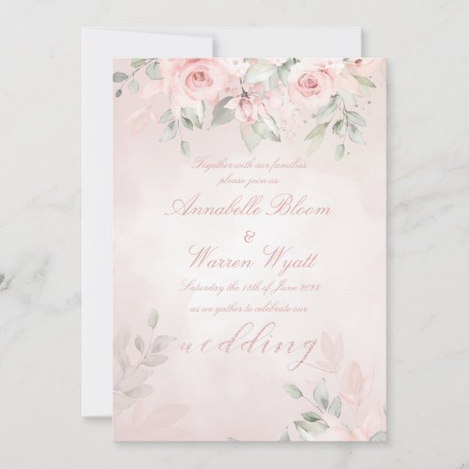 Romantic Blush Pink Secret Garden Rozen Weddenscha Kaart (Voorkant)