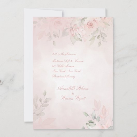 Romantic Blush Pink Secret Garden Rozen Weddenscha Kaart (Achterkant)