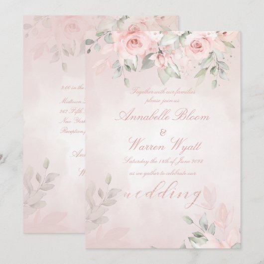 Romantic Blush Pink Secret Garden Rozen Weddenscha Kaart (Voorkant / Achterkant)