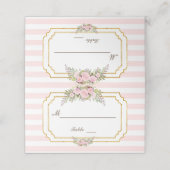 Romantic Blush Pink Stripes Floral Table Number Plaatskaartje (Buitenkant ongevouwen)