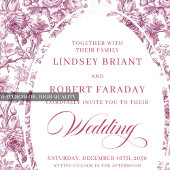 Romantic Blush Pink Toile Roses Wedding Invitation Kaart