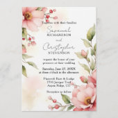Romantic Blush Pink Watercolor Floral Wedding Kaart (Voorkant)