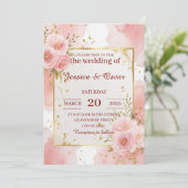 Romantic Blush Pink Waterverf Weddenschap Kaart (Staand voorkant)